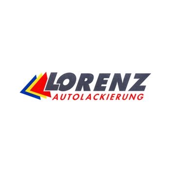 Logo von Lorenz Autolackierung mit farbigen Dreiecken und modernem Schriftzug.